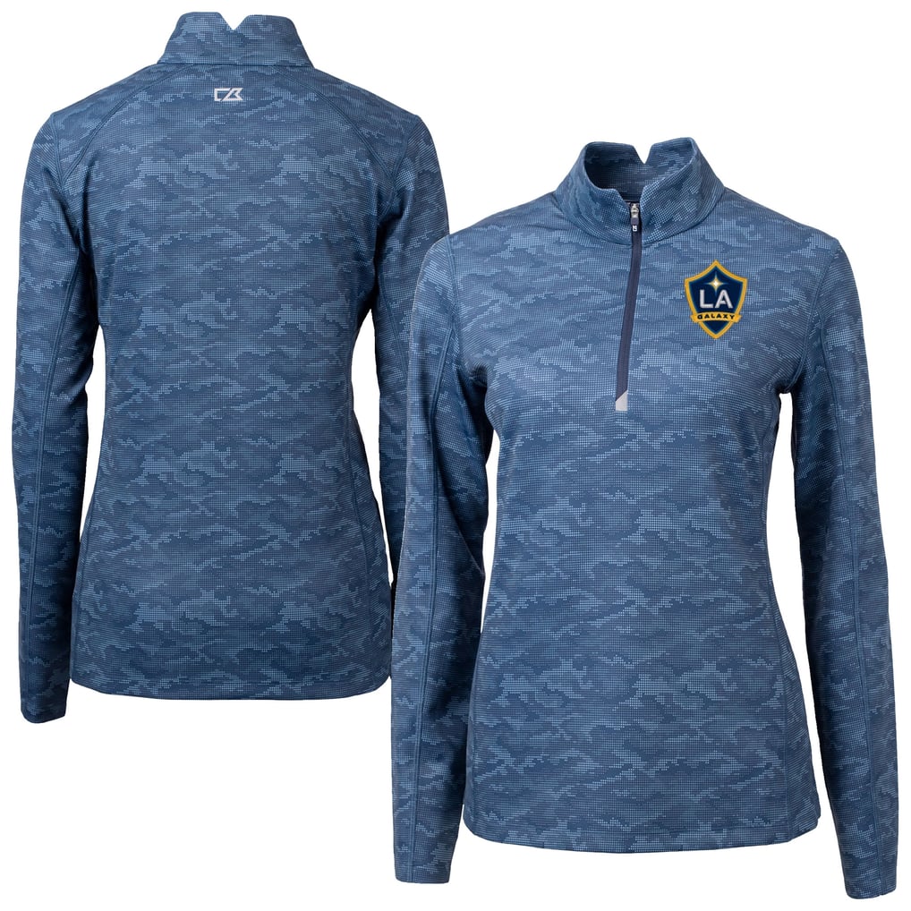  LA Galaxy Cutter & Buck Women's Traverse Stretch Eco Camo Print Quarter-Zip Pullover Top - Navy